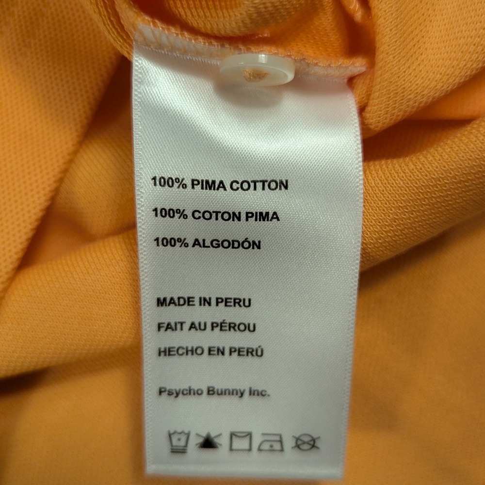 NEW Psycho Bunny Mens Classic Polo Shirt Mock Orange Pima Cotton Size 5 Medium - Picture 5 of 7